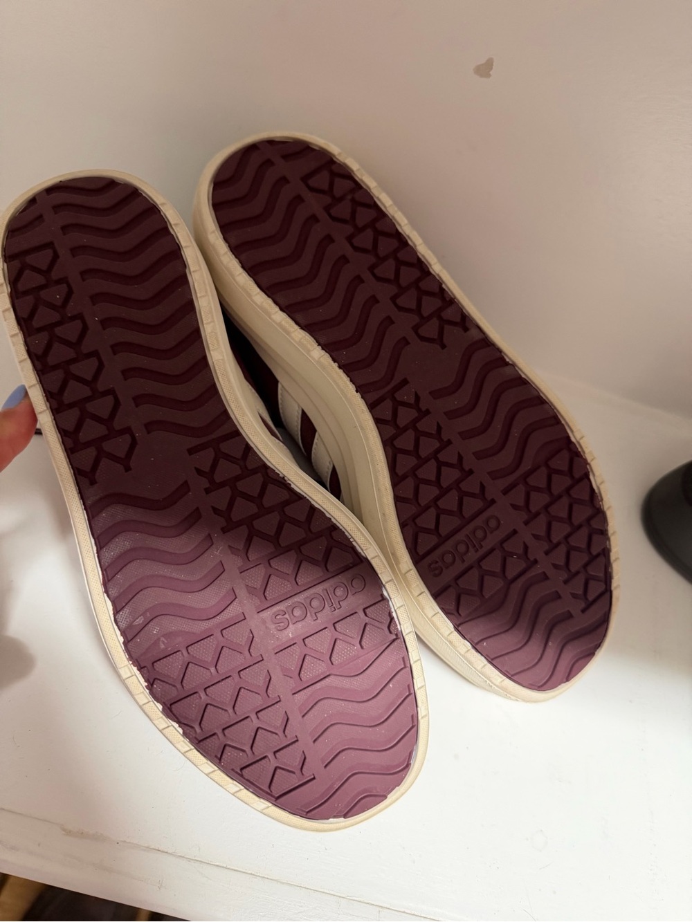 adidas Platform Sneaker in Burgundy and White - Picture 3 of 3